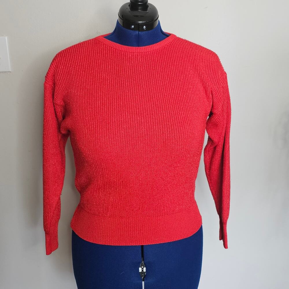 Vtg 80s Mondi Red Wool Blend Sweater Size 40 M Made West Germany Crewneck